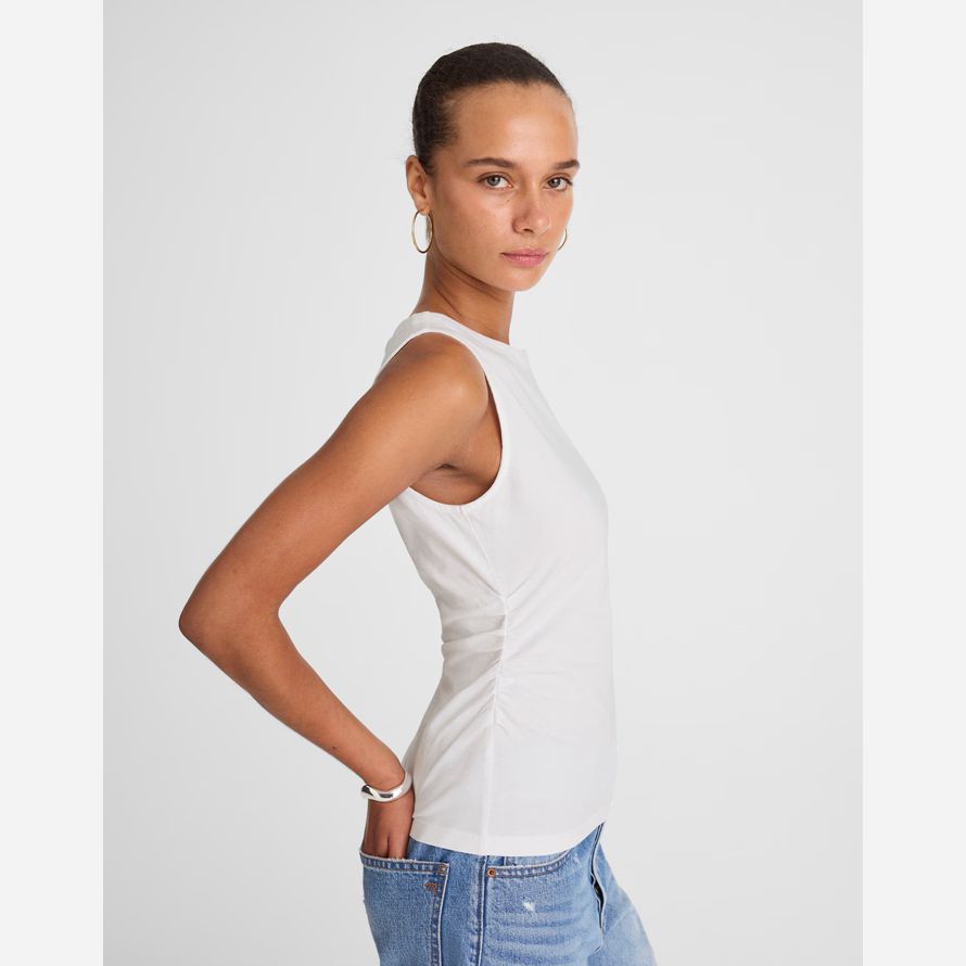 madewell cinched crewneck womens tank white