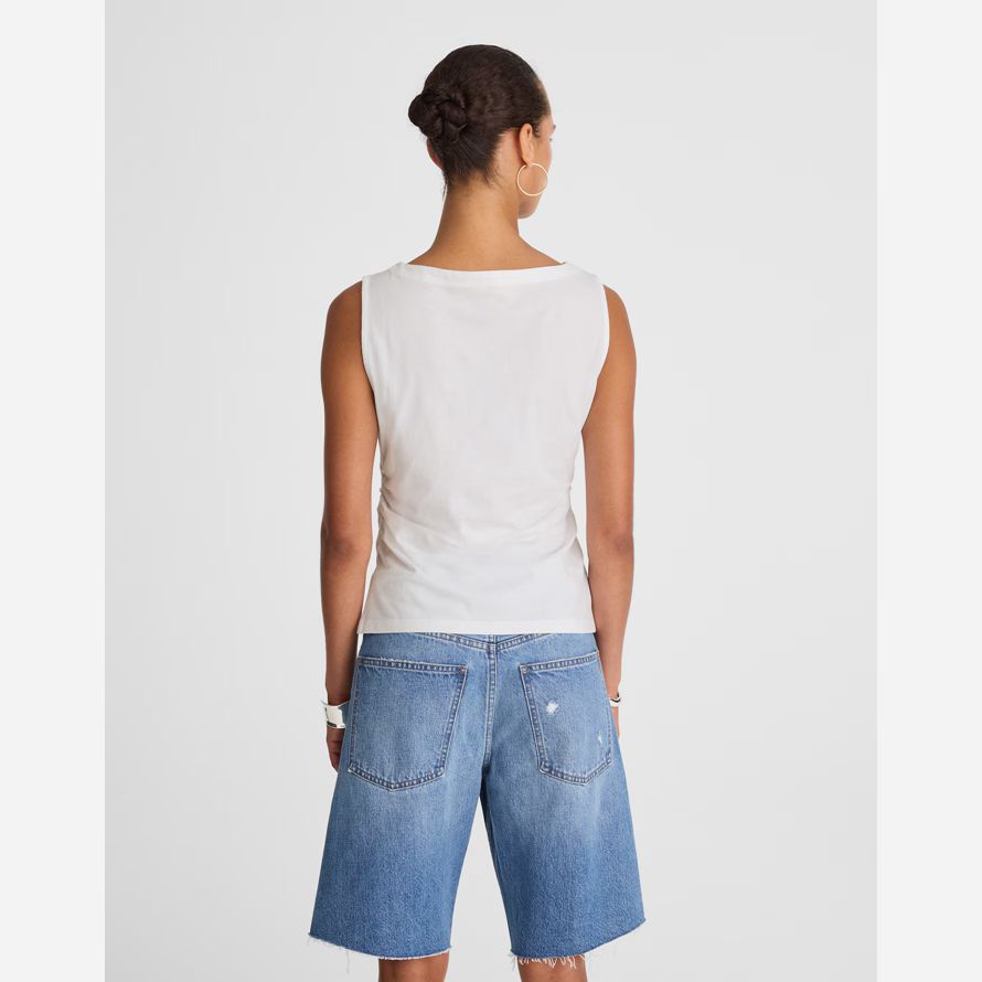 madewell cinched crewneck womens tank white