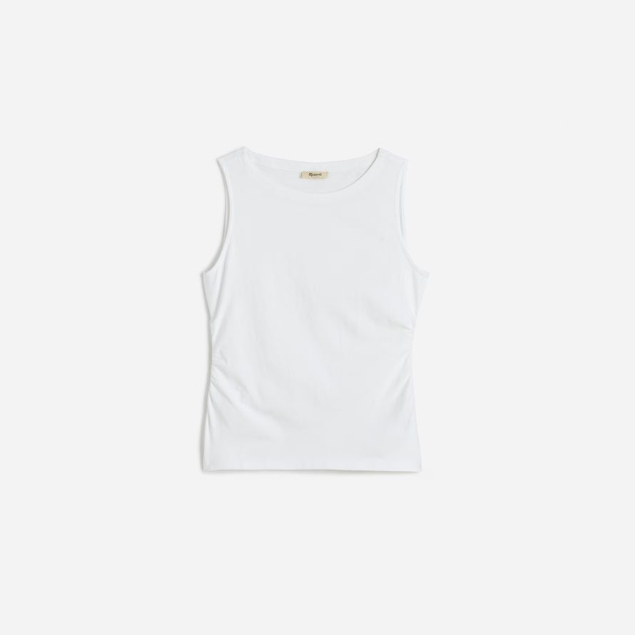 madewell cinched crewneck womens tank white