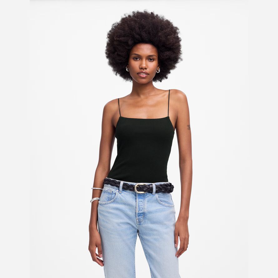 womens madewell squareneck tank black