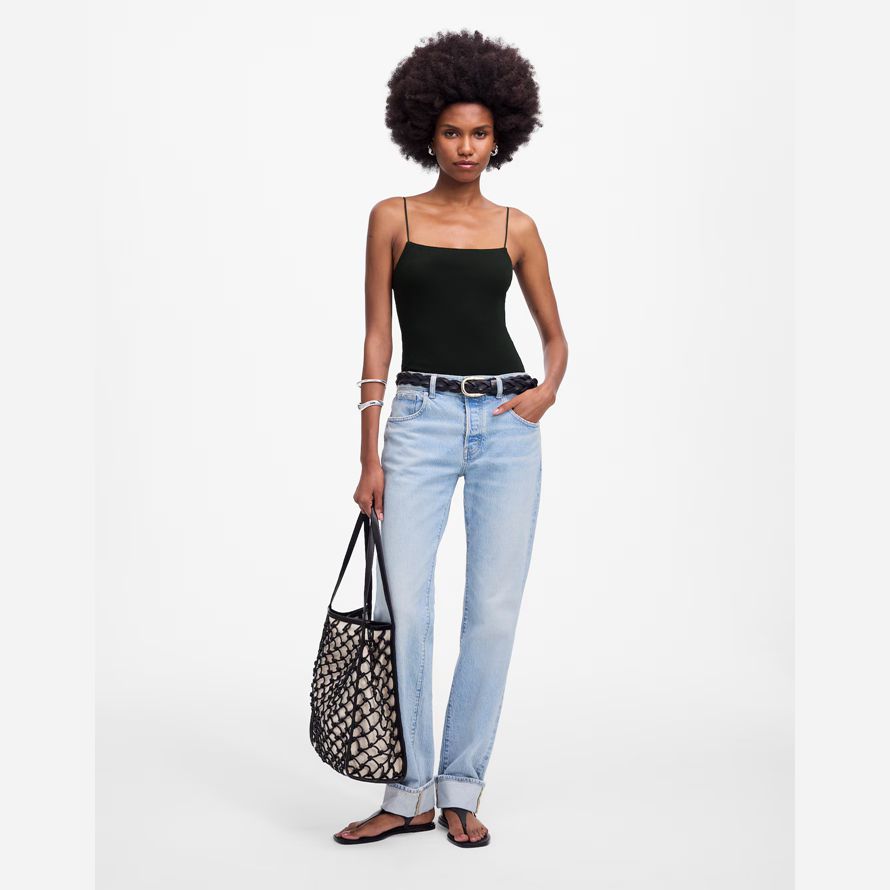 womens madewell squareneck tank black