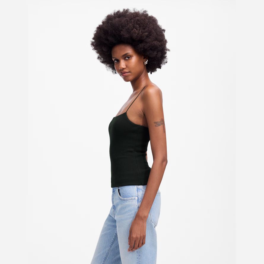 womens madewell squareneck tank black