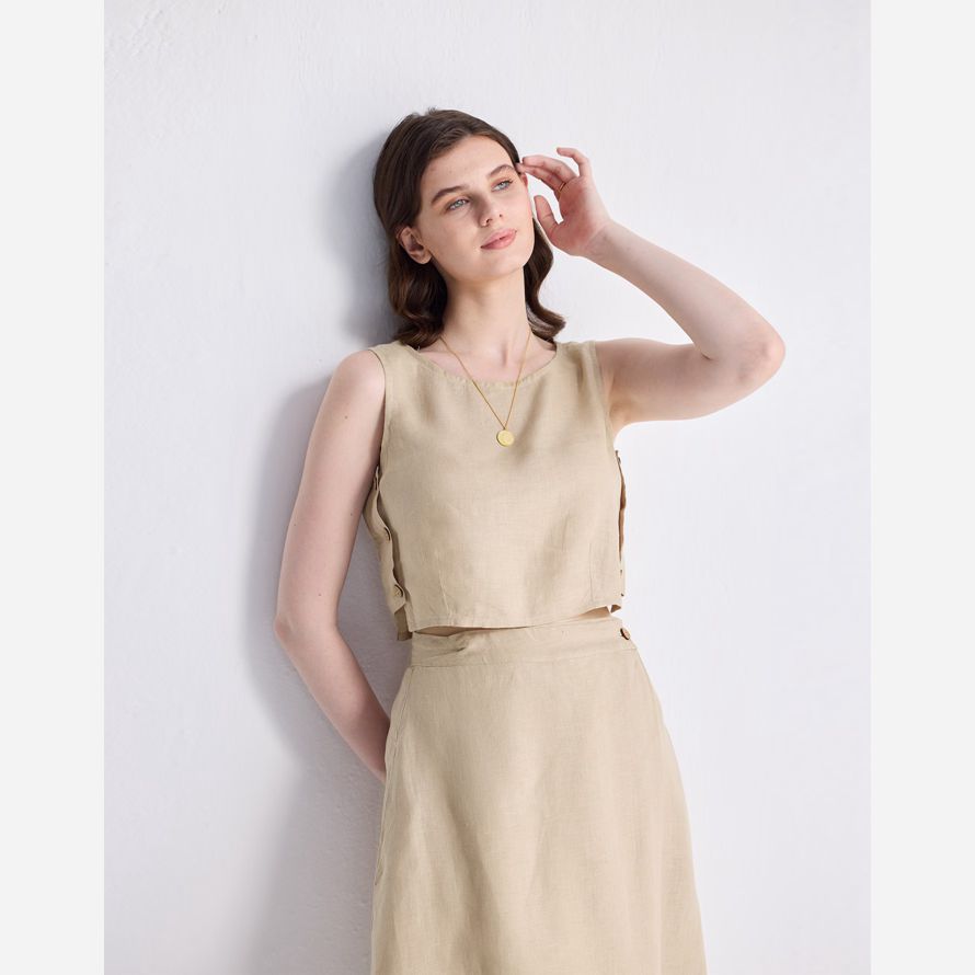 womens madewell reistorᆴ boxy hemp crop top beige