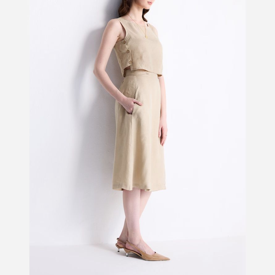 womens madewell reistorᆴ boxy hemp crop top beige