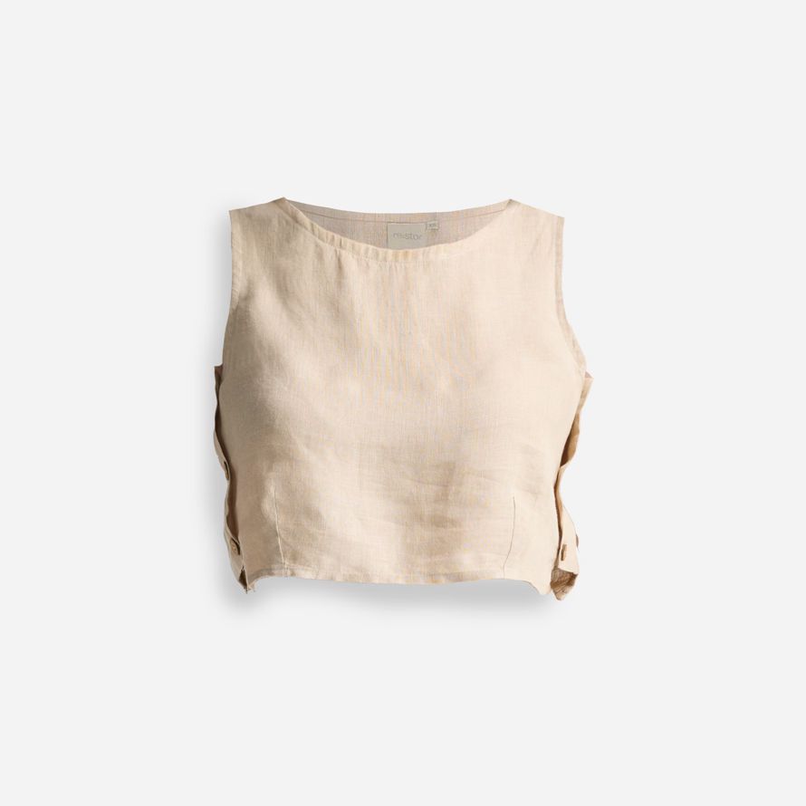 womens madewell reistorᆴ boxy hemp crop top beige